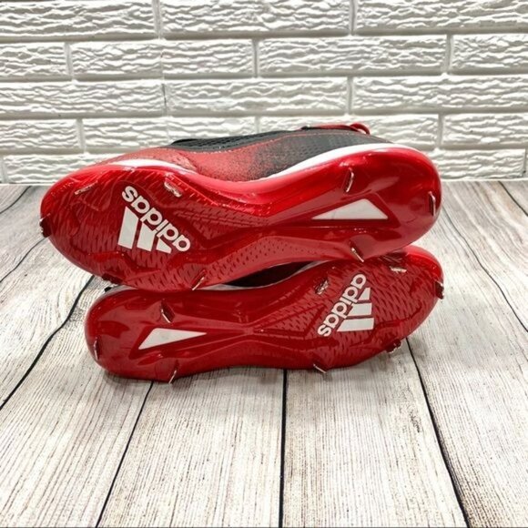 Adidas Red Black White Icon Bounce Baseball Cleats Size 7.5
